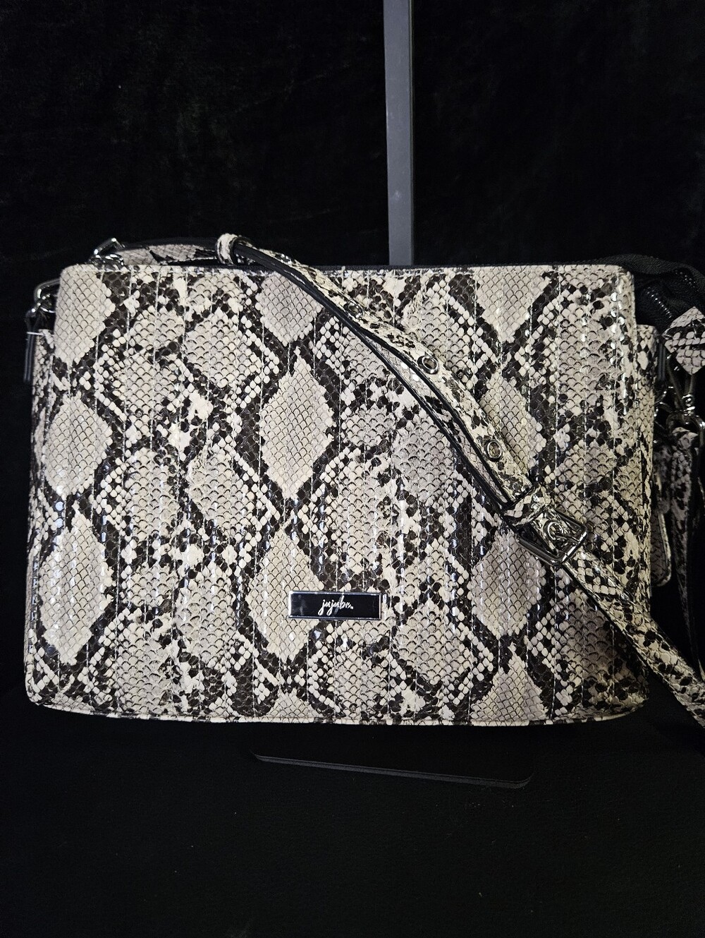 Jujube Day 2 Night Crossbody Bag- Quilted Upscale Vegan Leather Snakeskin Print